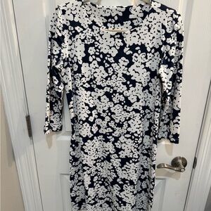 MAHI GOLD Navy & White Floral Long Sleeve Dress